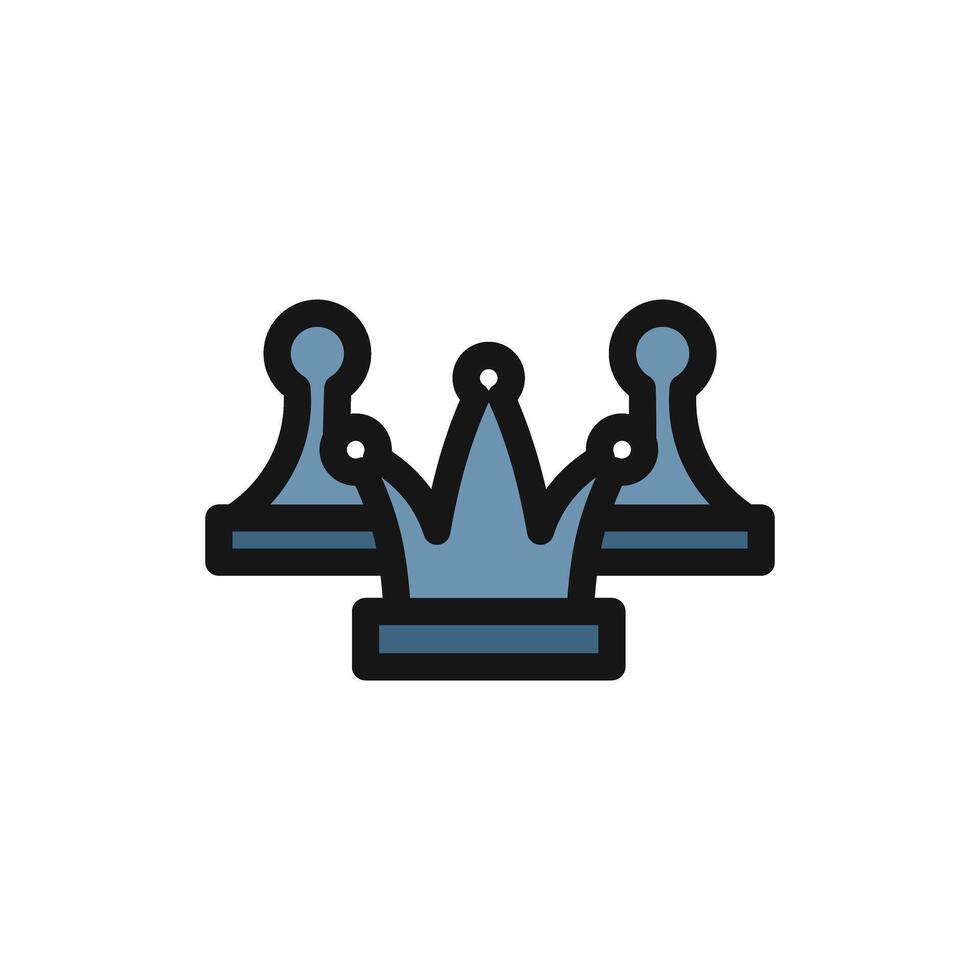 Icon king and pawn chess piece, strategy game symbol design vector