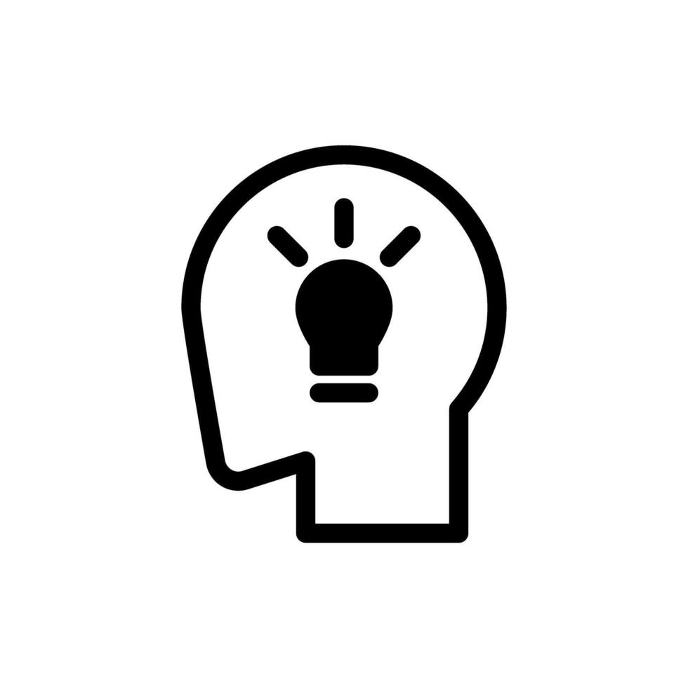 Icon thinking head with idea bulb, strategy symbol design vector
