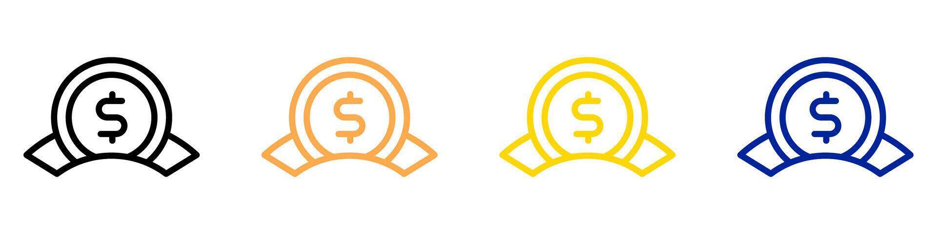 Icon set saving money coin for investment and insurance, finance and economy. Editable file vector