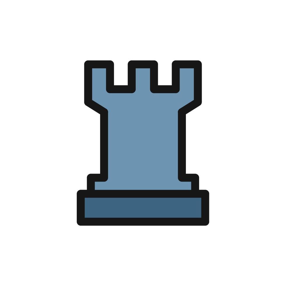 Icon Rook chess piece, strategy game symbol design vector