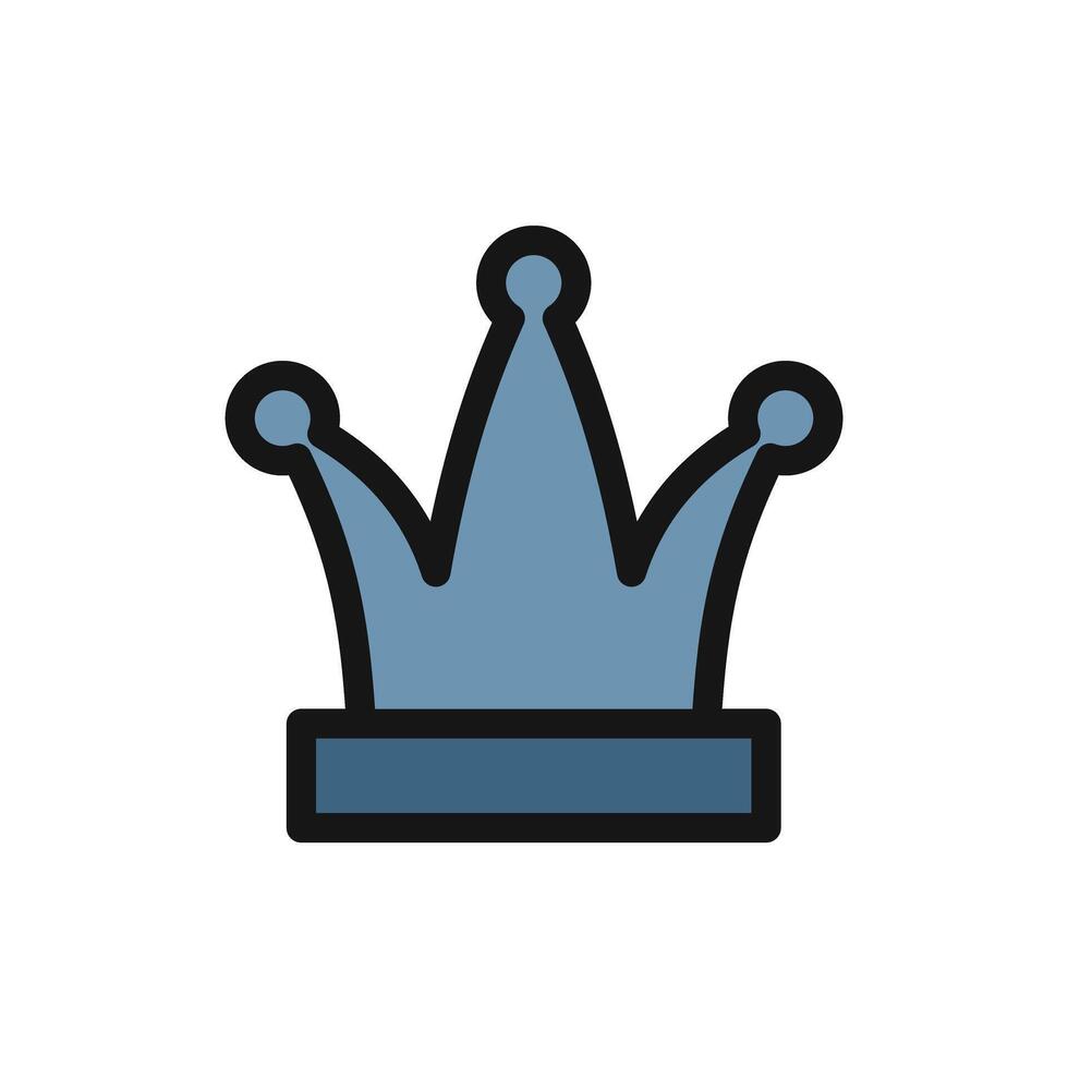 Icon king chess piece, strategy game symbol design vector