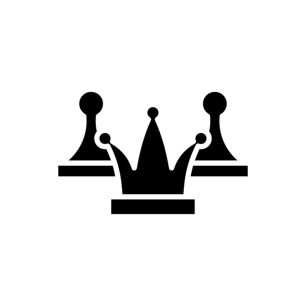 Icon king and pawn chess piece, strategy game symbol design vector