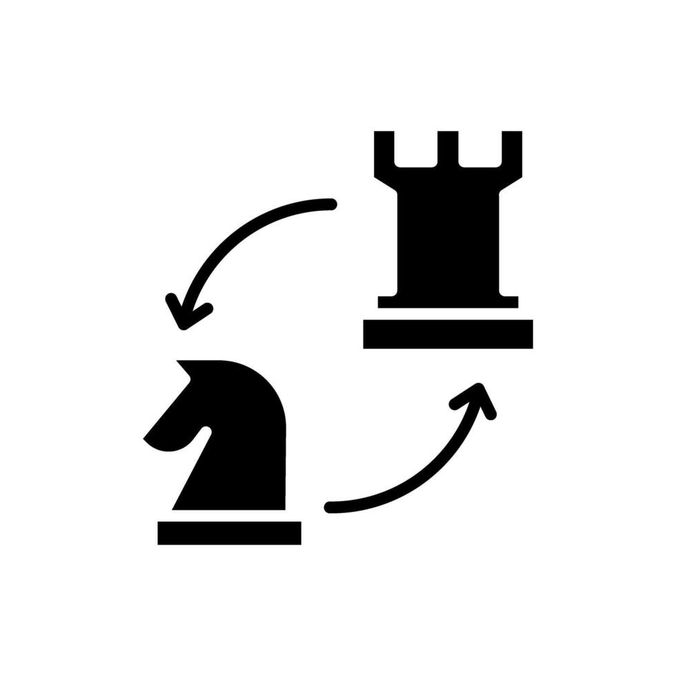 Icon knight and rook switch position, chess piece strategy game symbol design vector