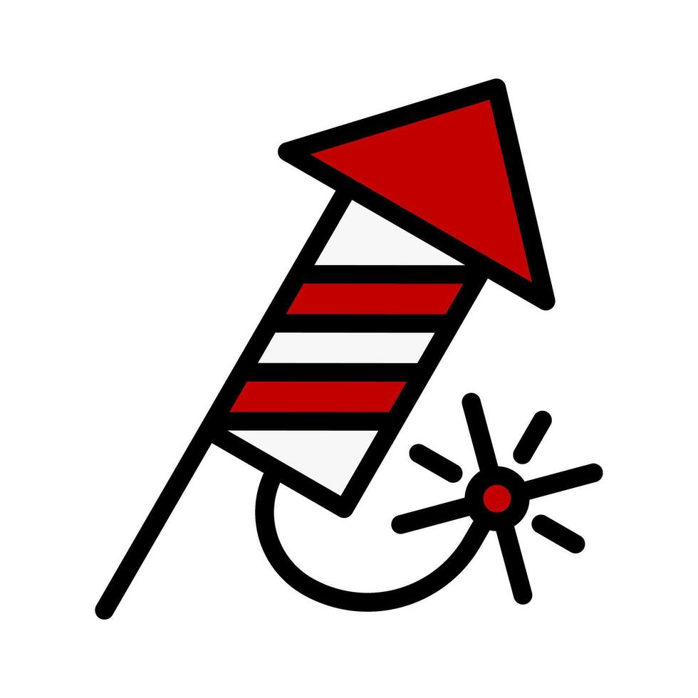Icon christmas firework rocket, winter holiday symbol element vector