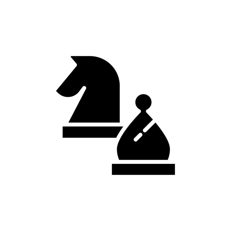 Icon bishop and knight chess piece, strategy game symbol design vector