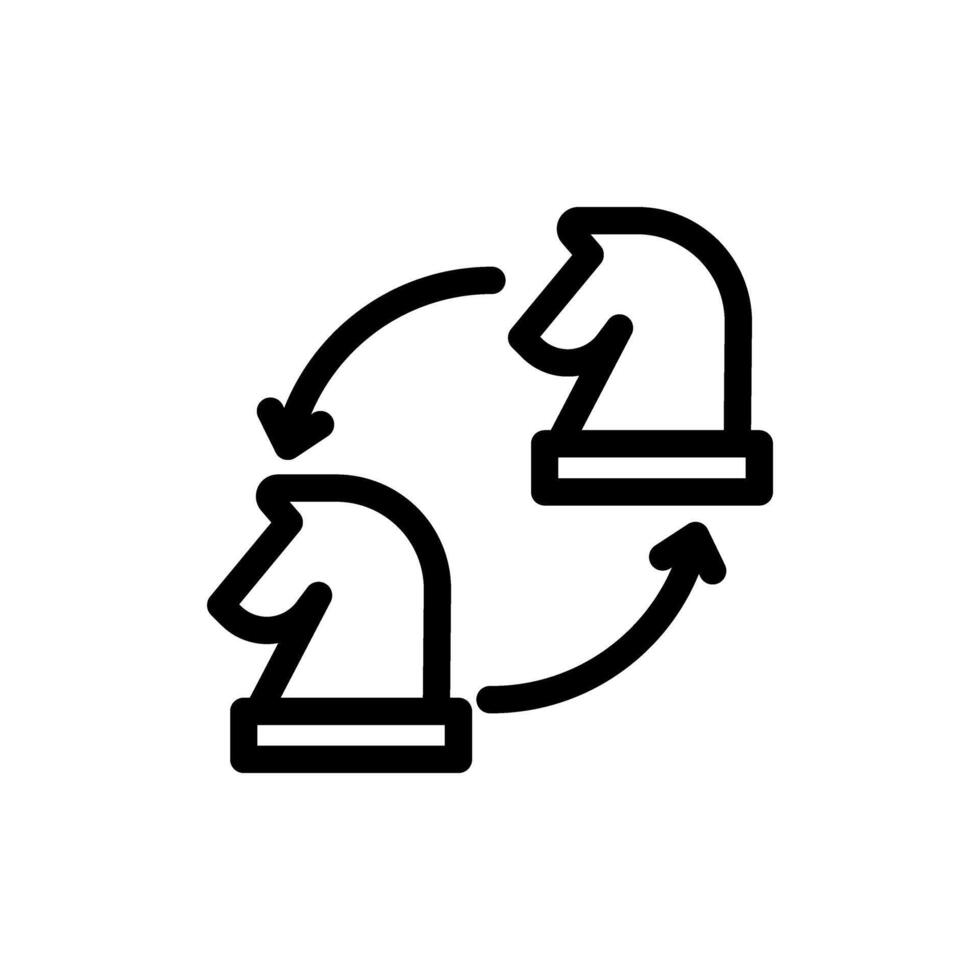 Icon two knight switch position, chess piece strategy game symbol design vector
