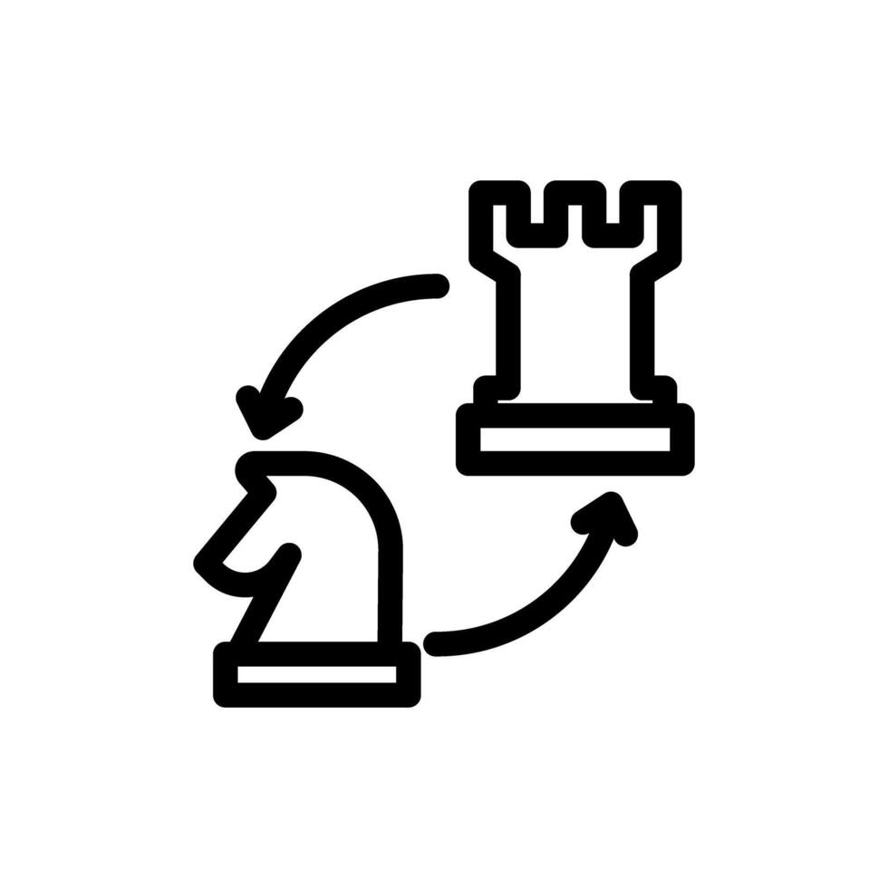 Icon knight and rook switch position, chess piece strategy game symbol design vector