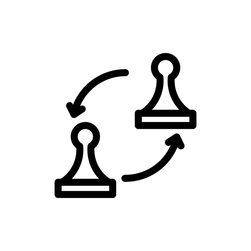 Icon two pawns switch position, chess piece strategy game symbol design vector
