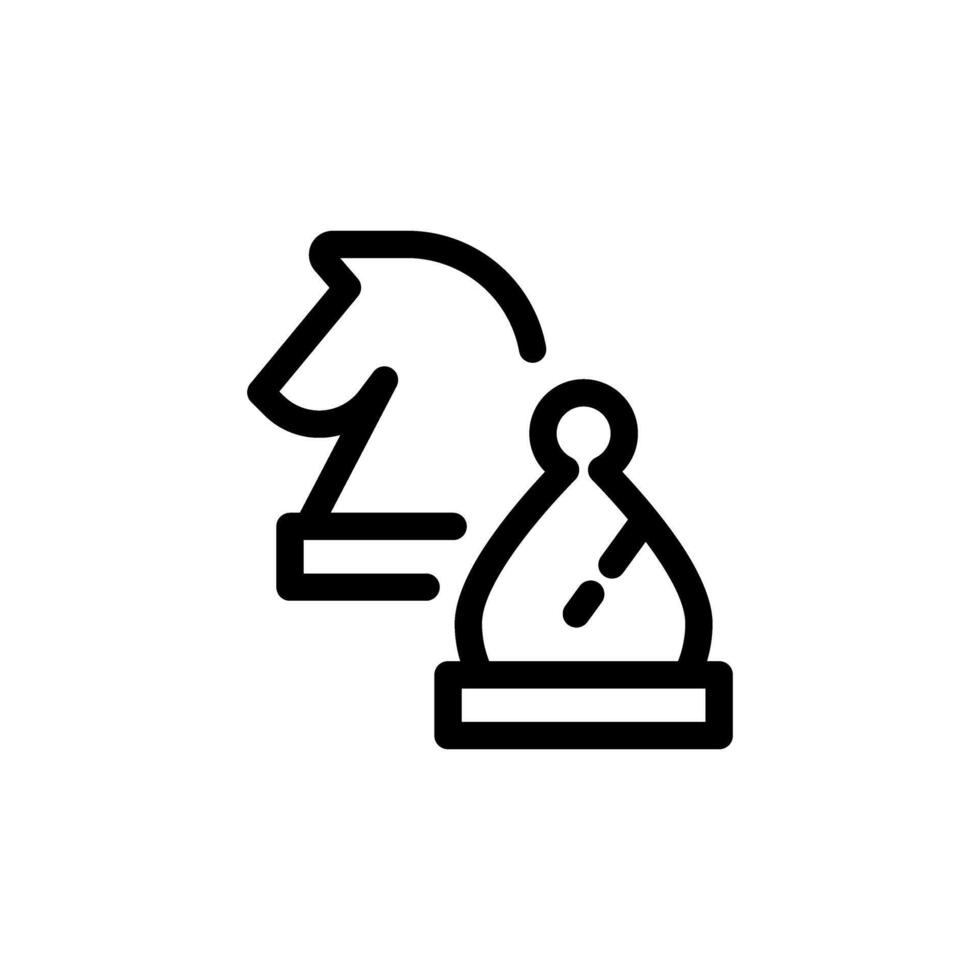 Icon bishop and knight chess piece, strategy game symbol design vector