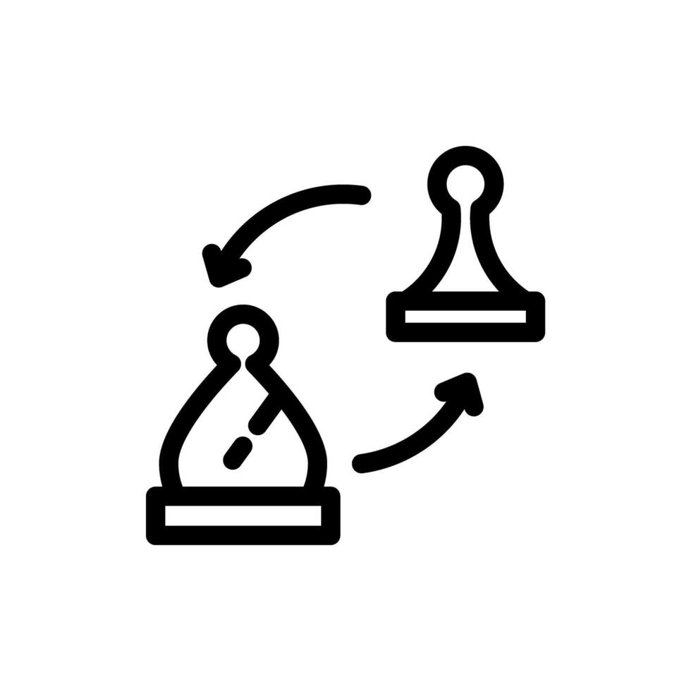 Icon bishop and pawn switch position, chess piece strategy game symbol design vector