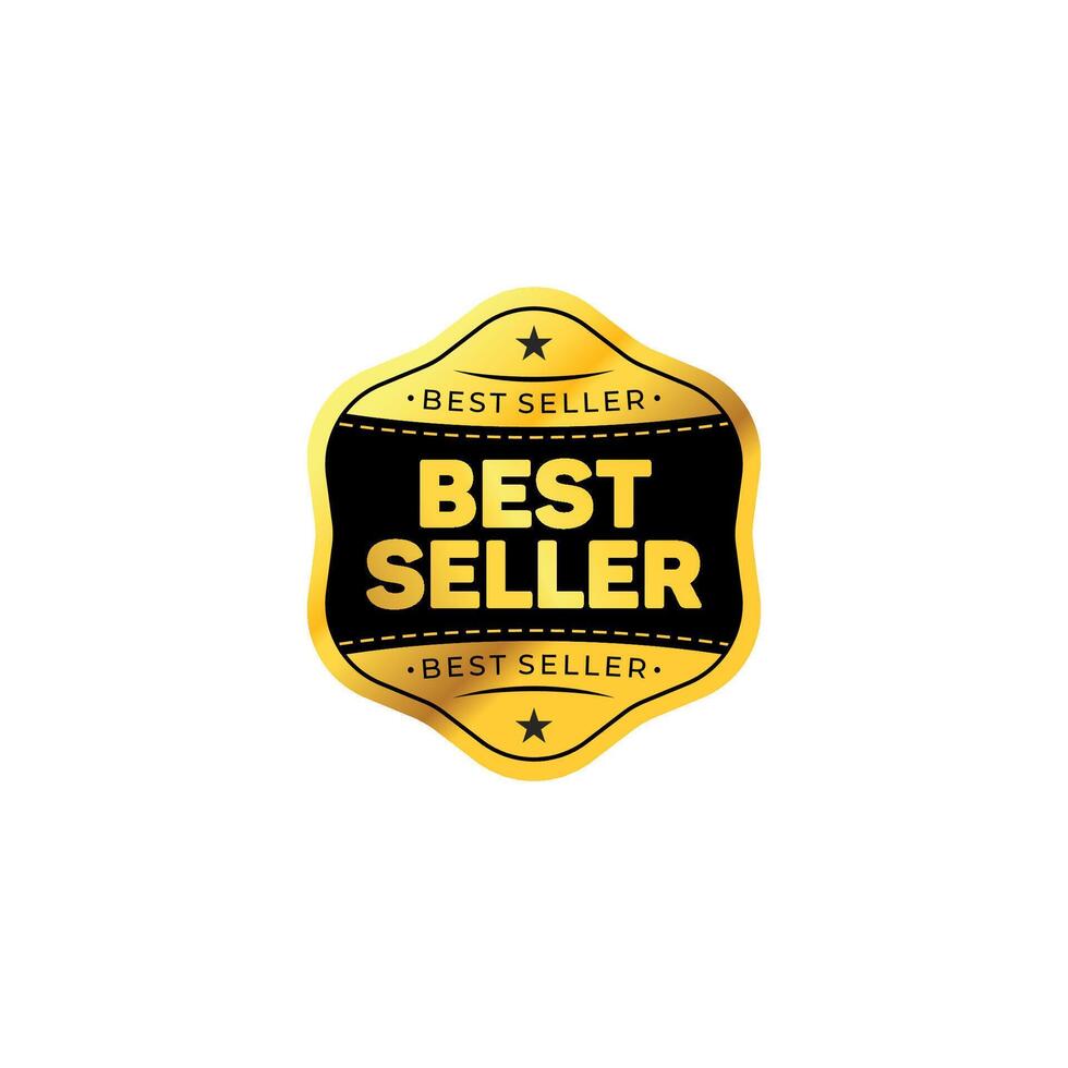 Golden best seller icon isolated on white background. Best selling gold tag sales label, medal, logo, badge, quality product warranty guarantee. business certificate illustration vector
