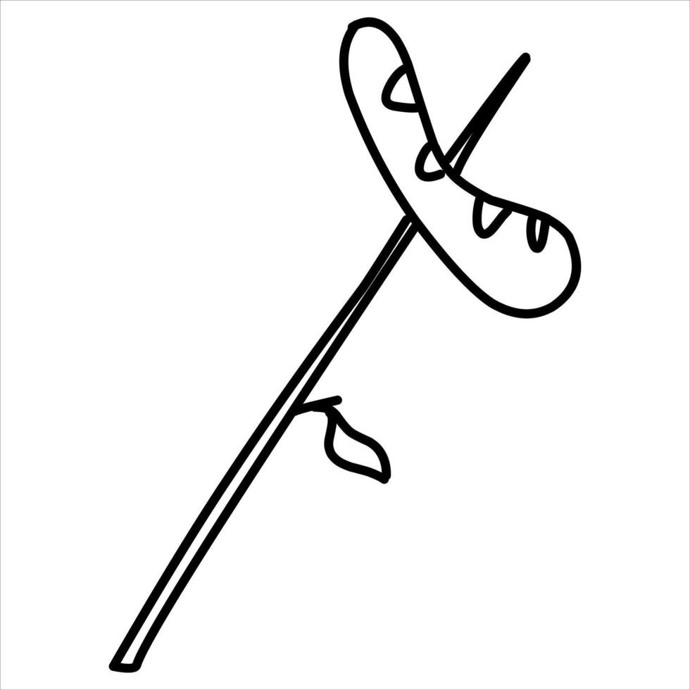 Sausage on a branch hand drawn illustration vector