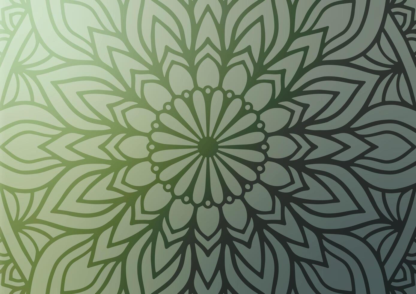 Soft green mandala flower line geometry background vector