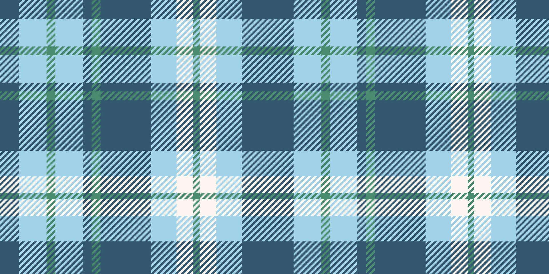 Featuring a seamless tartan design in blue, green, and white, this pattern includes intersecting lines and squares for a traditional and stylish textile appearance. vector