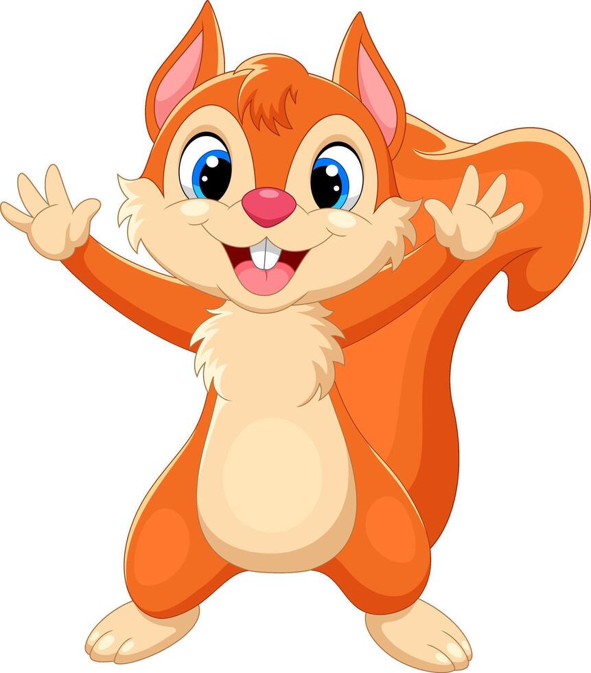 Cartoon happy squirrel on white background vector