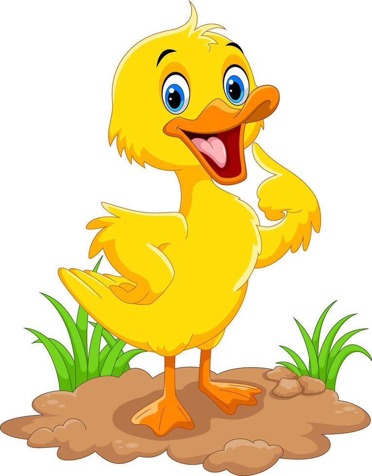 Cute duck cartoon isolated on white background vector