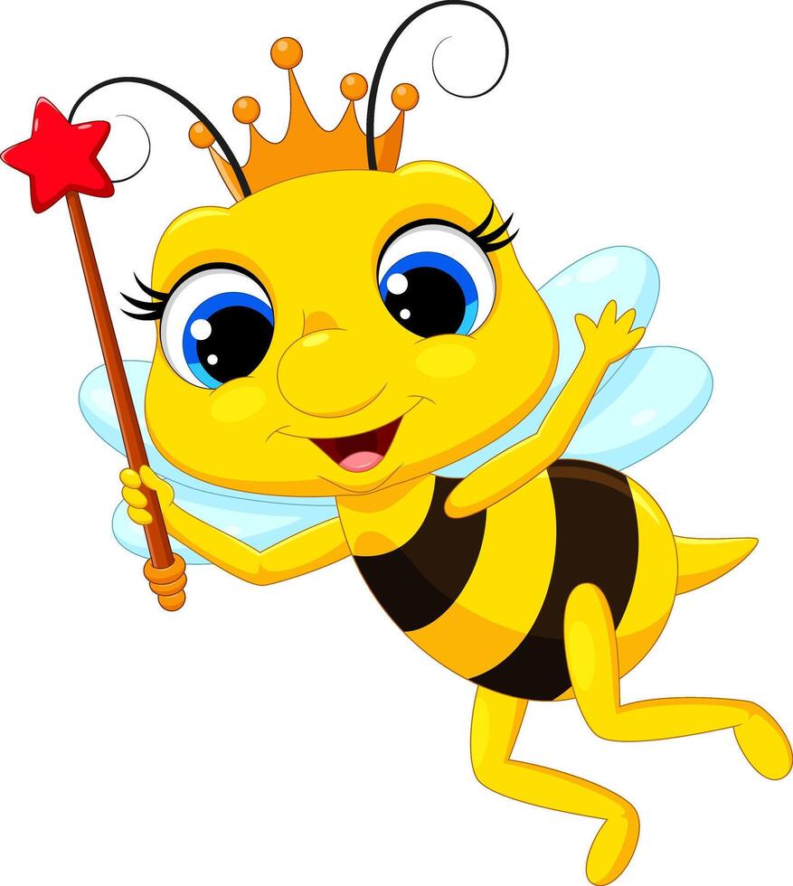 Cute queen bee cartoon vector