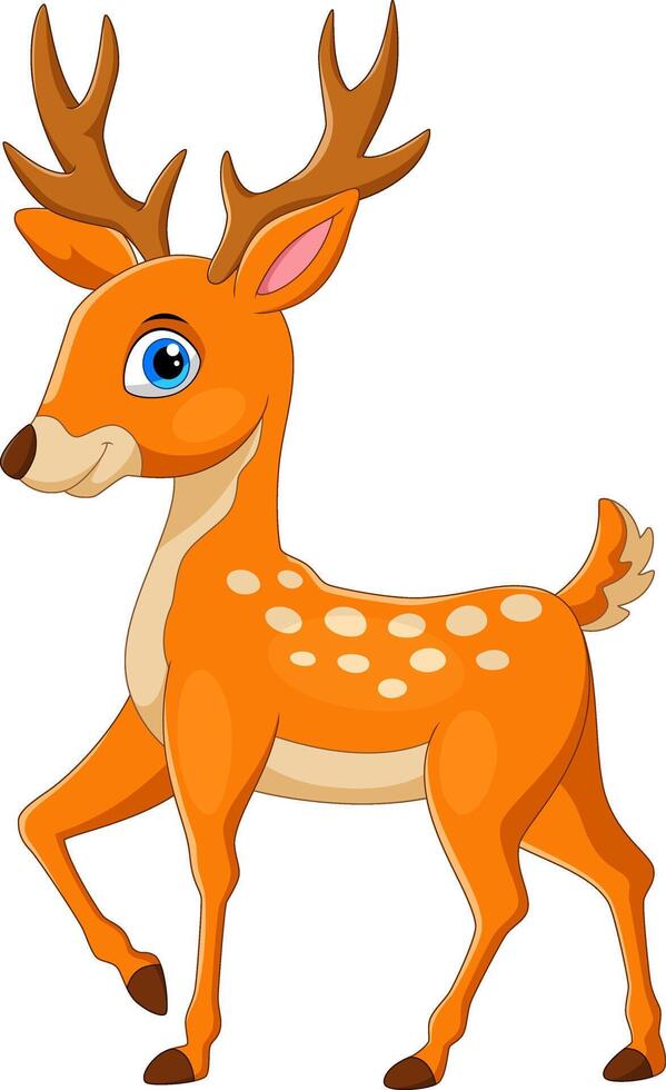 Cartoon funny deer isolated on white background vector