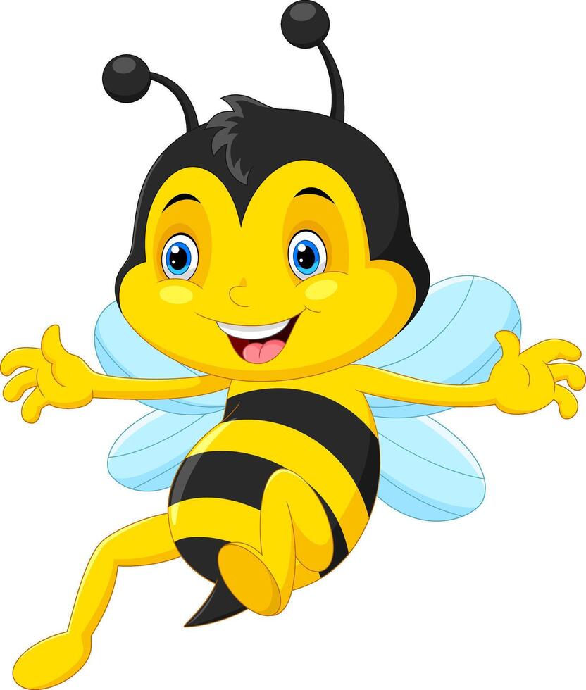 Cute honey bee cartoon flying vector