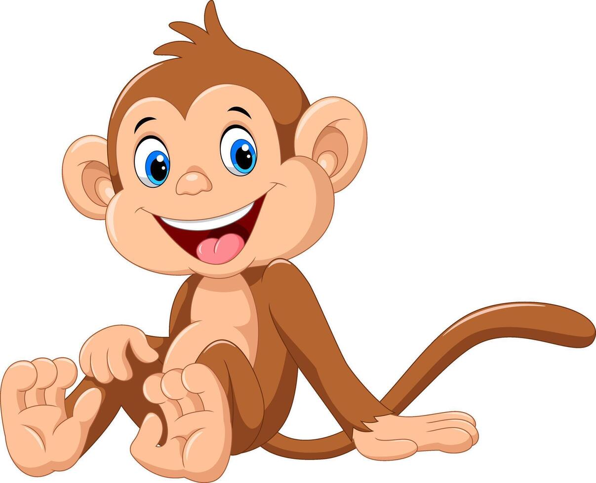 Cute monkey cartoon isolated on white background vector
