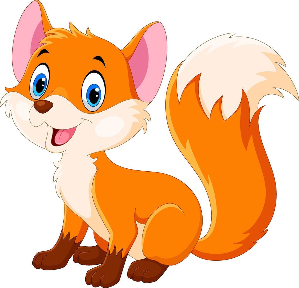 Cute fox cartoon on white background vector