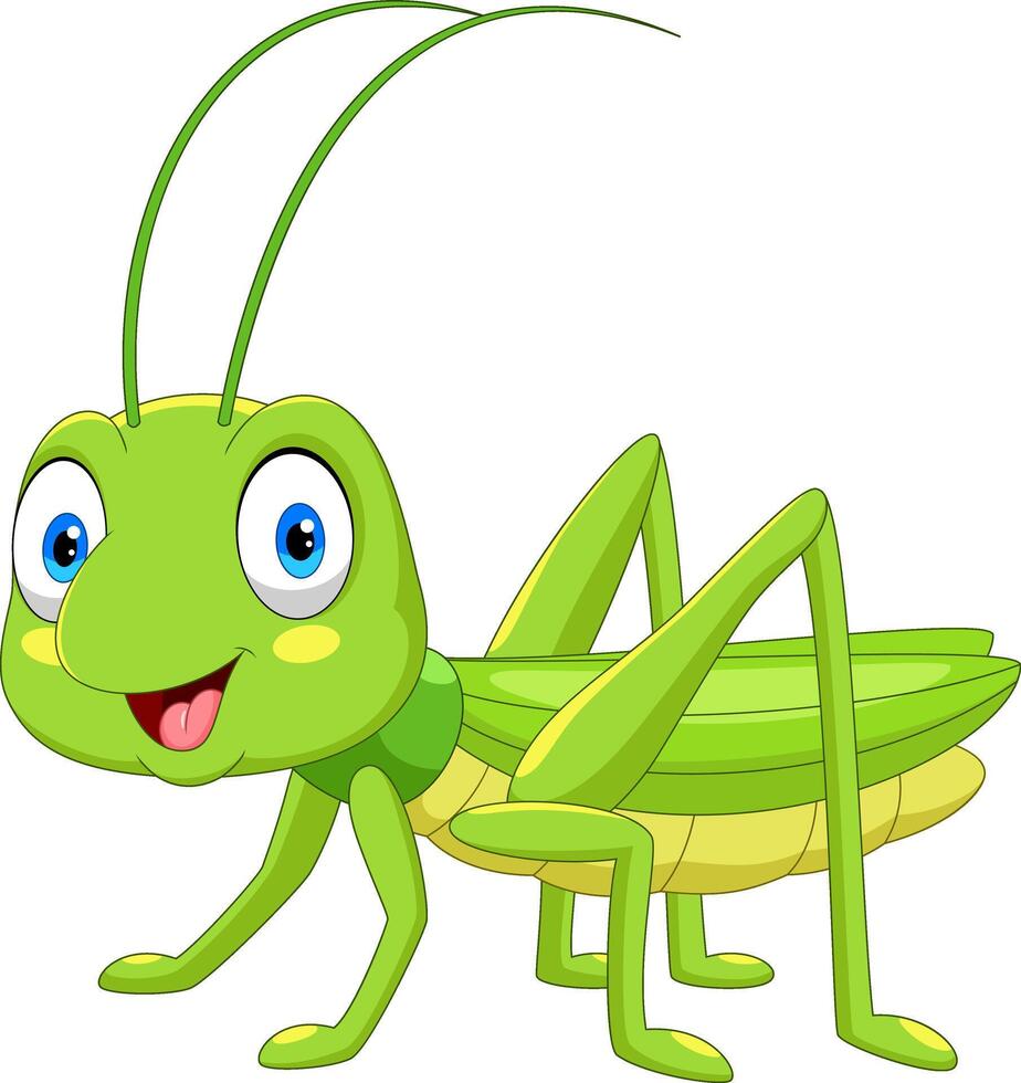 Cute grasshopper cartoon isolated on white background vector