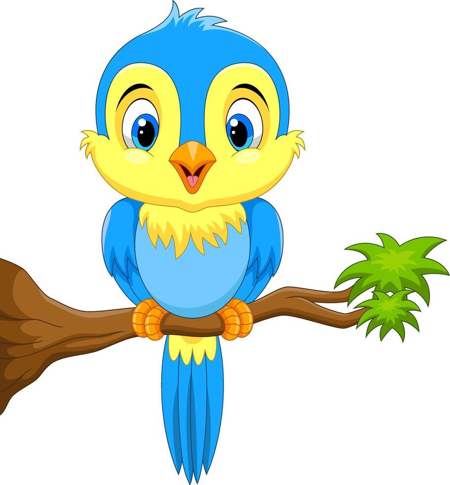 Cute little bird on a tree branch vector