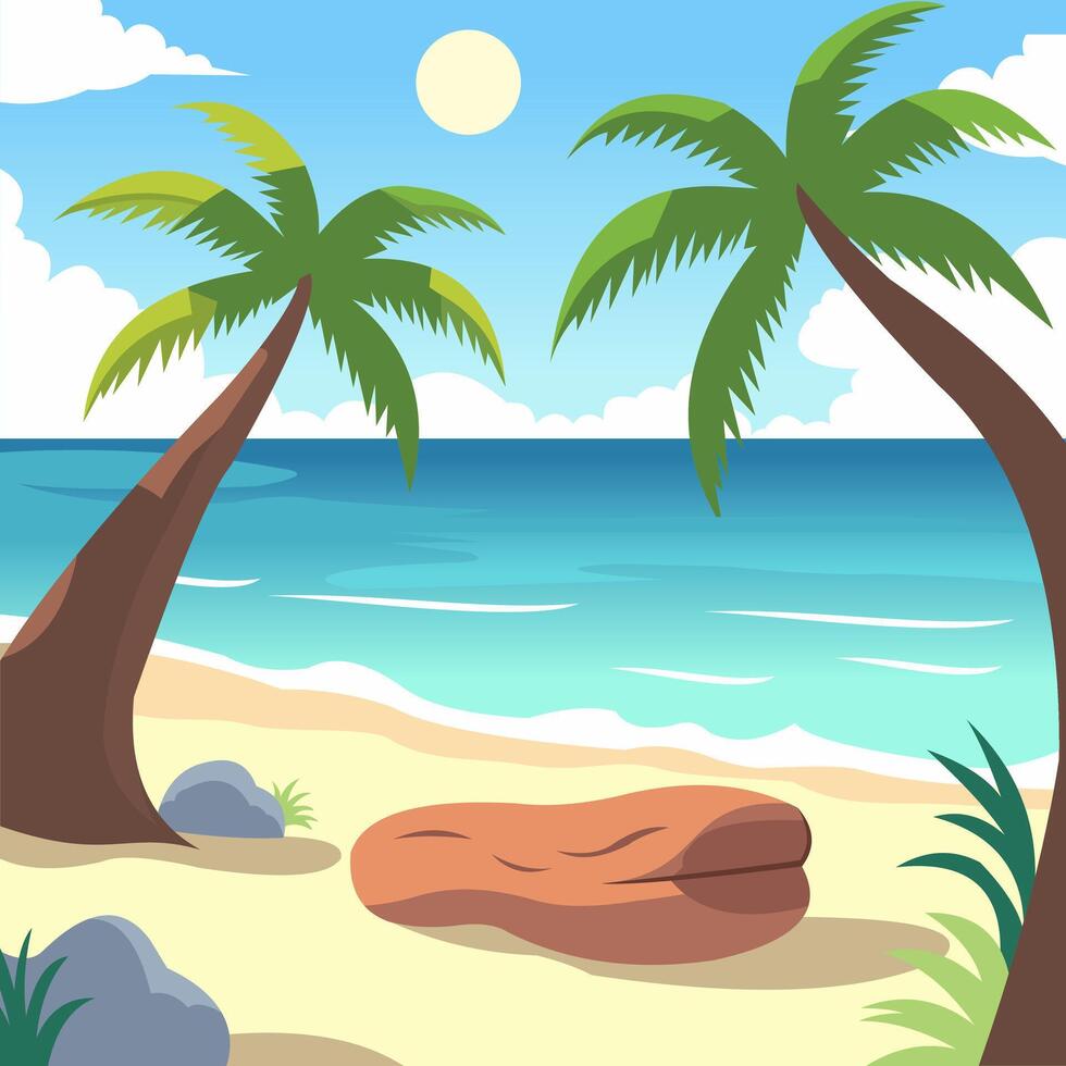 illustration of beach on a sunny day vector