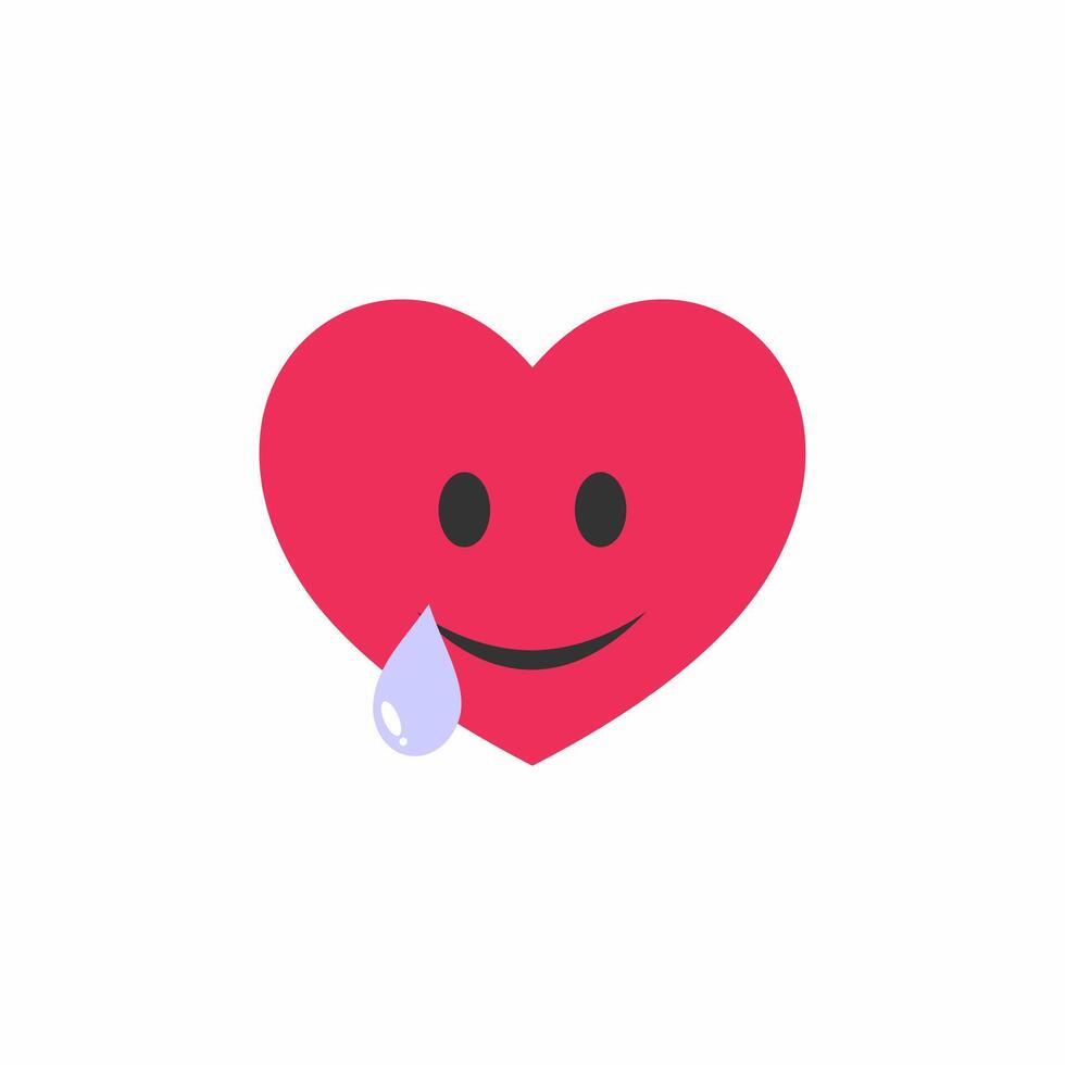 heart emoticon sad expression vector
