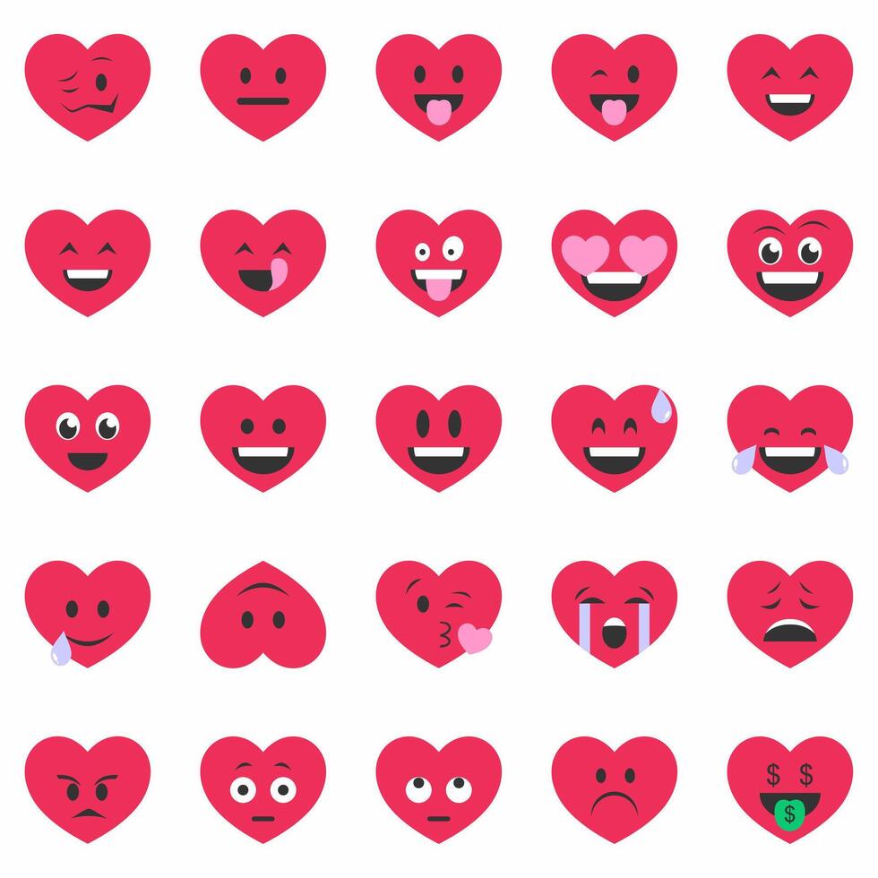 heart emoticon expression bundle vector