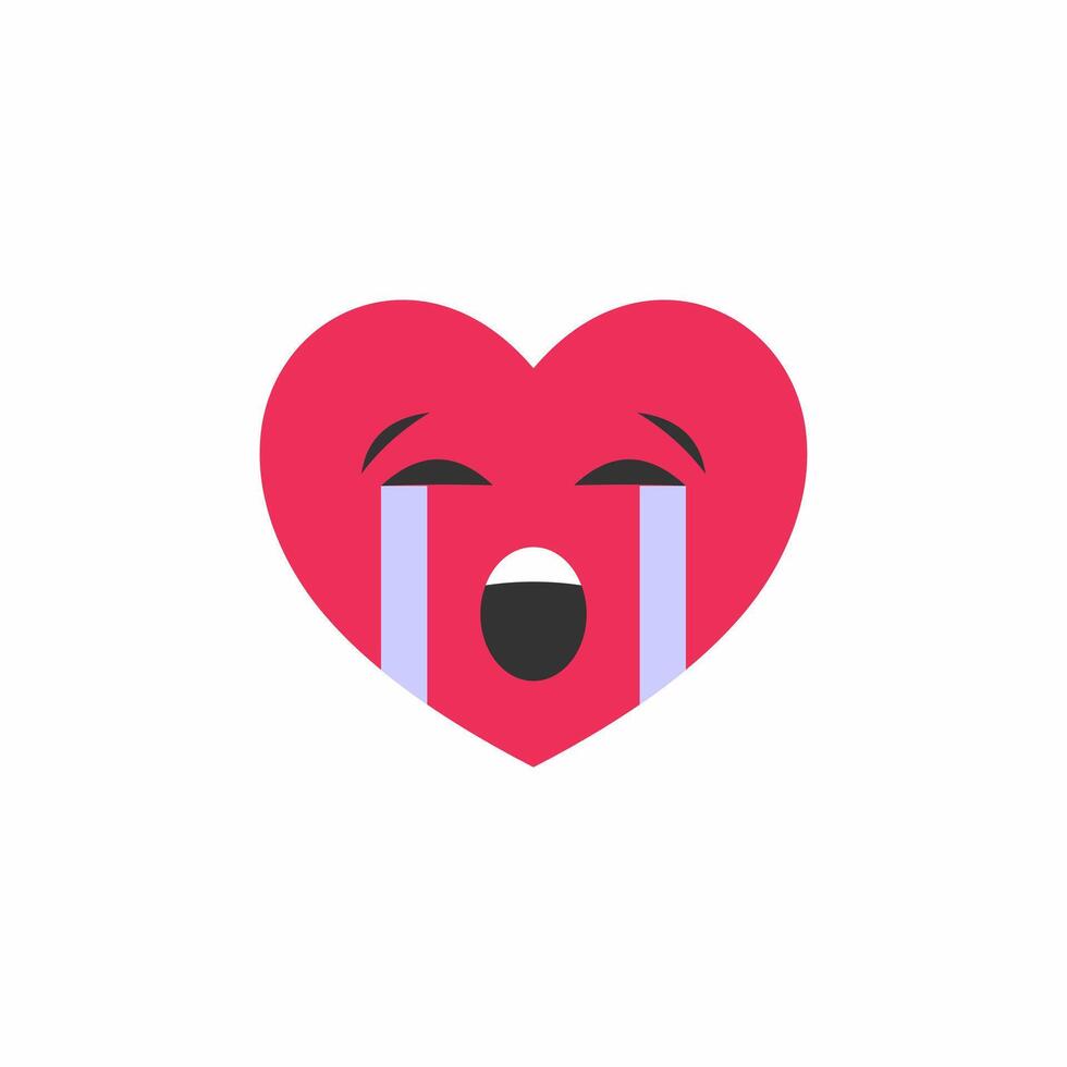 heart emoticon crying expression vector
