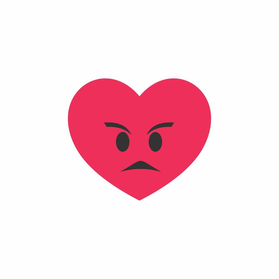heart emoticon angry expression vector