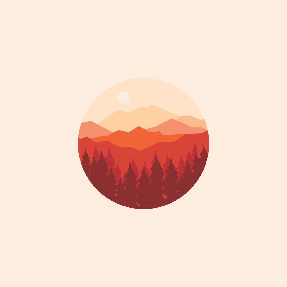 illustration of mountains with sunset atmosphere vector