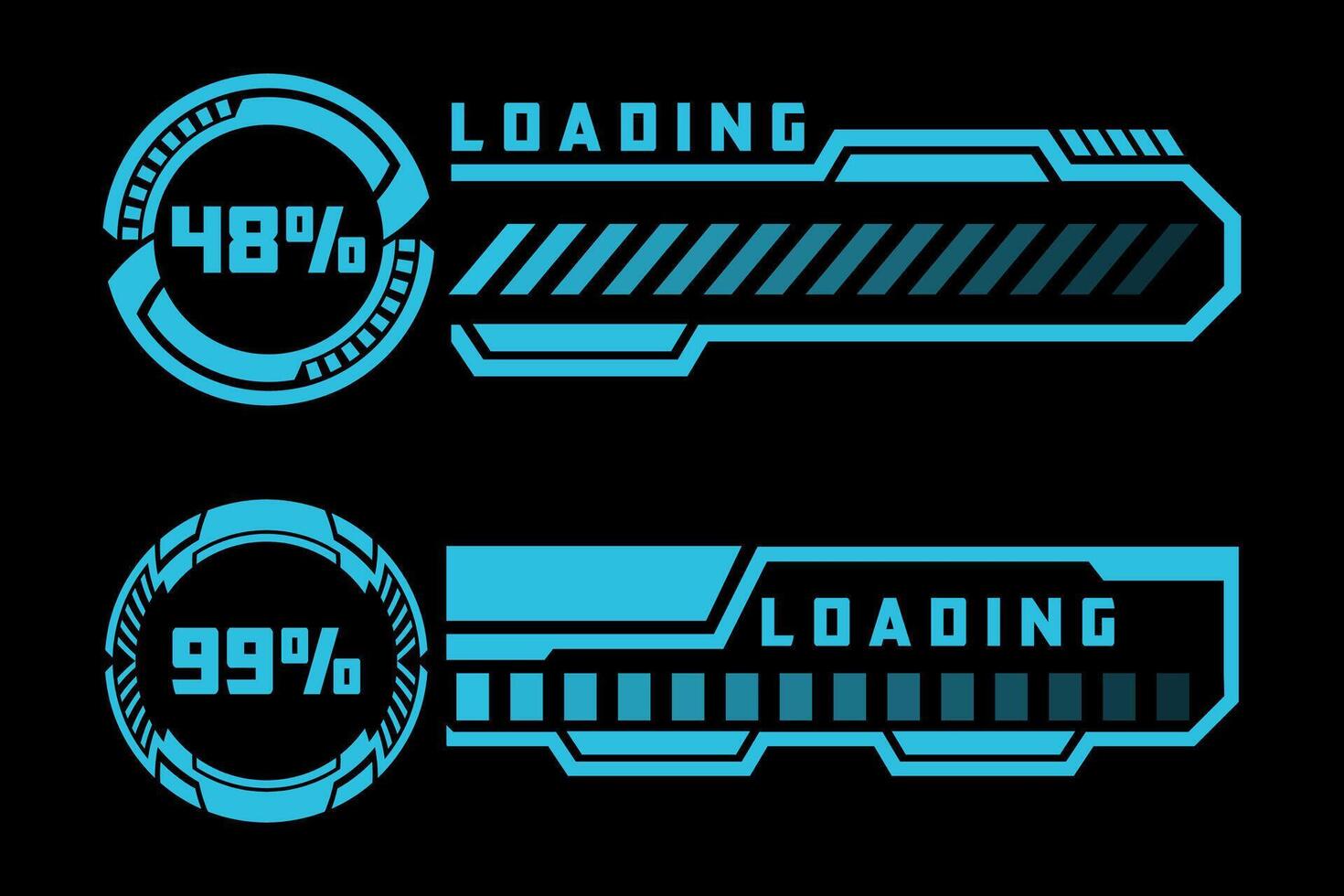 Hud Futuristic Loading Bars and Sci fi User Interface Elements vector