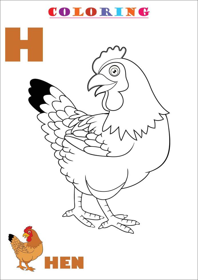 H for Hen Coloring vector