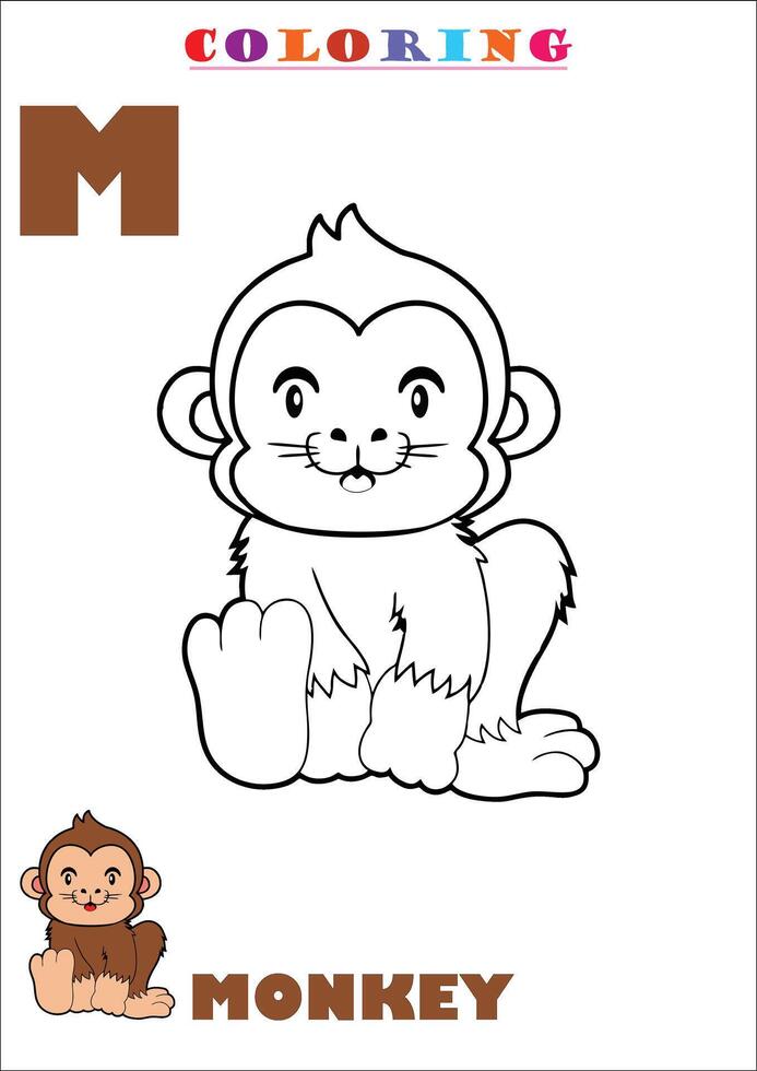 M for Monkey Coloring vector