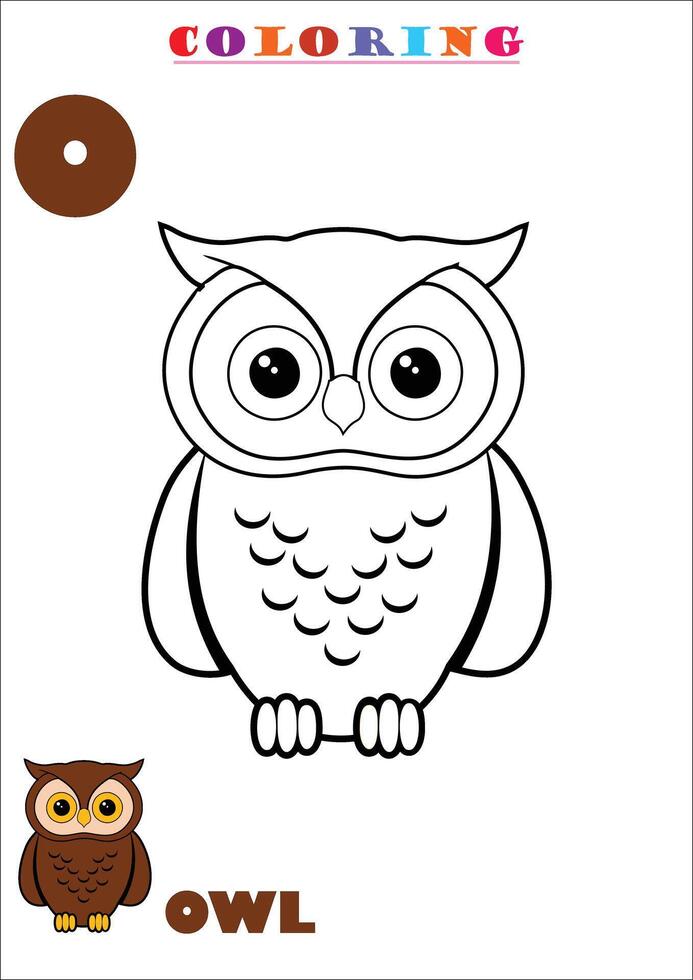 O for Owl Coloring vector