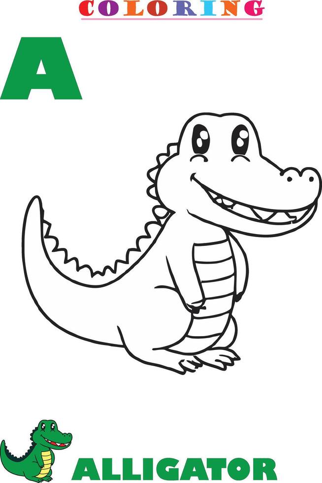 A for Alligator Coloring vector