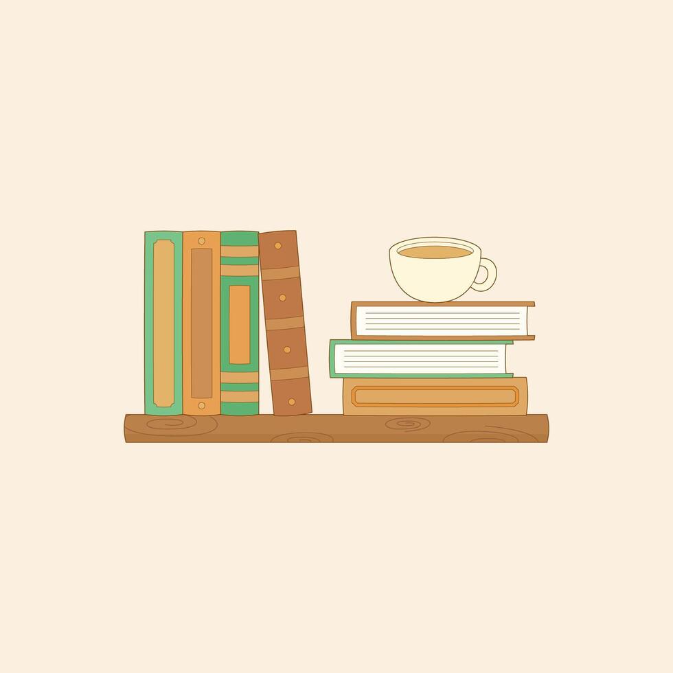 brown coffee bookshelf vector