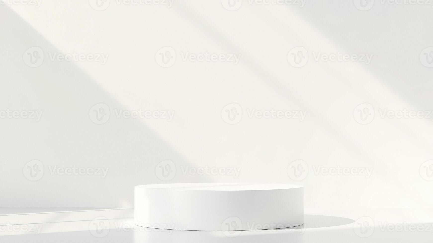 Minimalist White Platform with Light and Shadow photo
