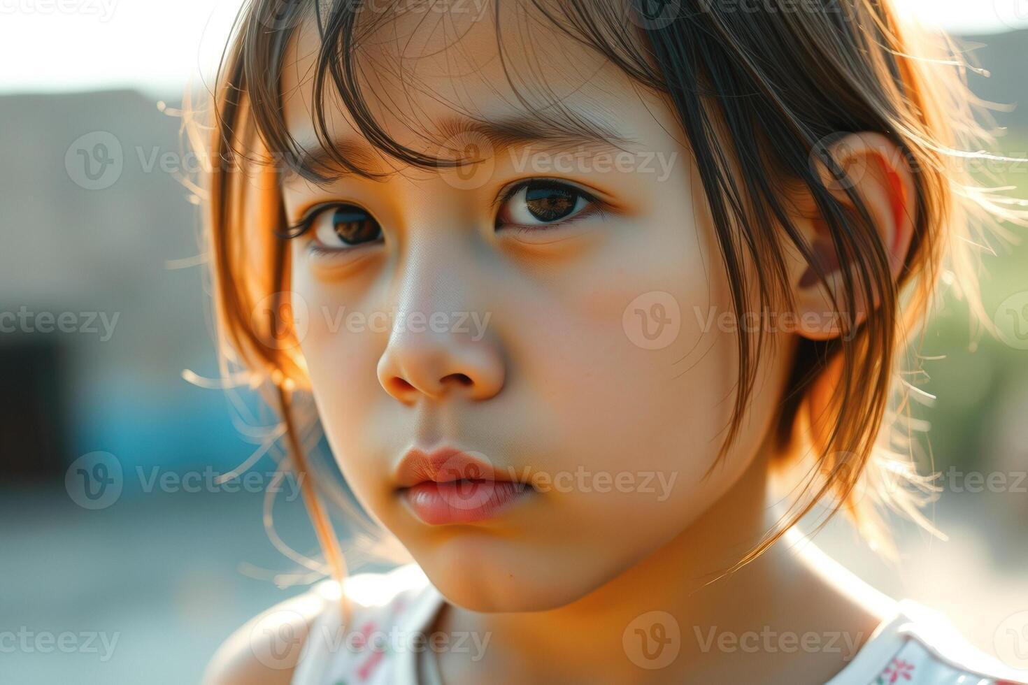 Portrait of a Young Girl with a Serious Expression photo