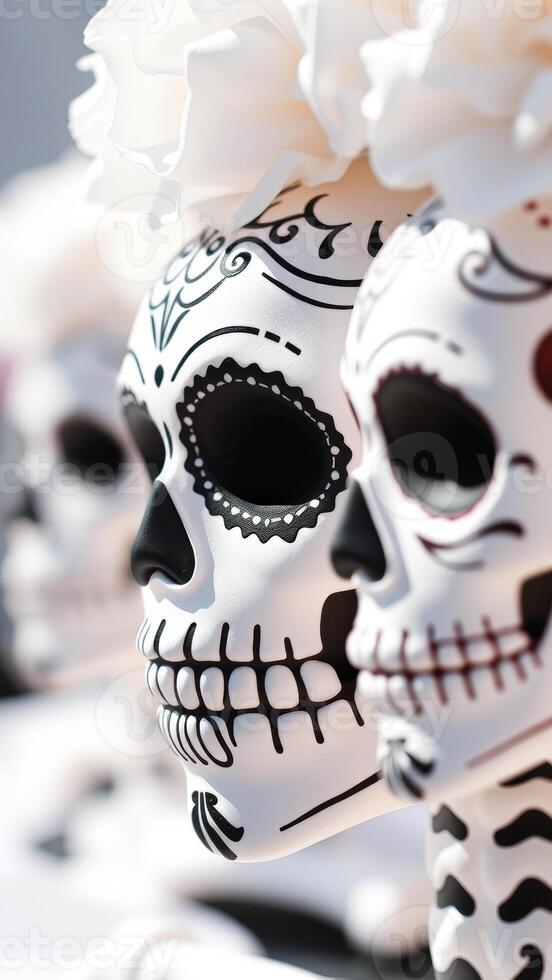 Close up of a Day of the Dead Sugar Skull Decoration photo