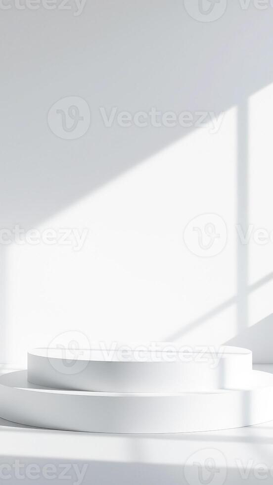 White Minimalist Podium with Sunlight photo