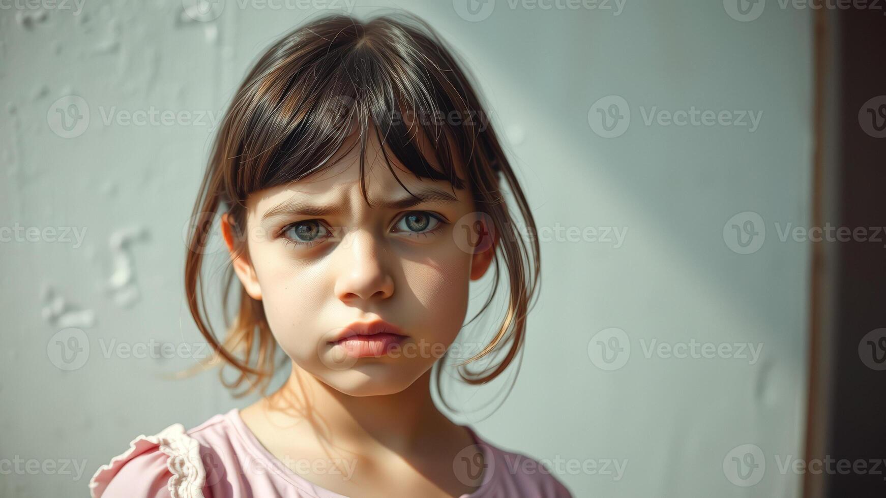 Young girl with serious expression photo