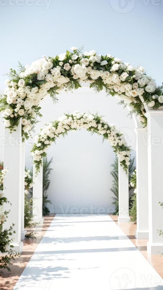 White Floral Wedding Archway photo