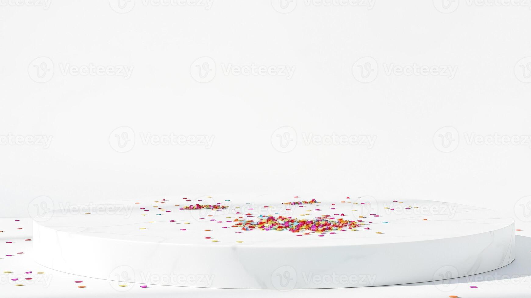 White Marble Podium with Confetti photo