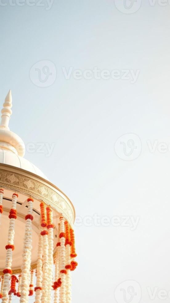 White and Orange Flower Garland Decoration photo