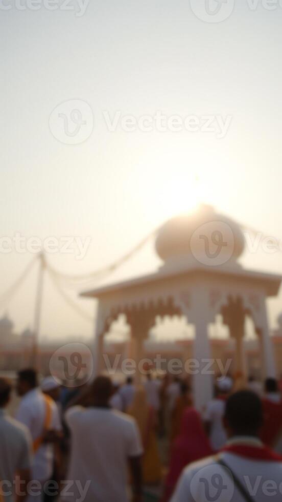 Blurred crowd at a religious festival photo