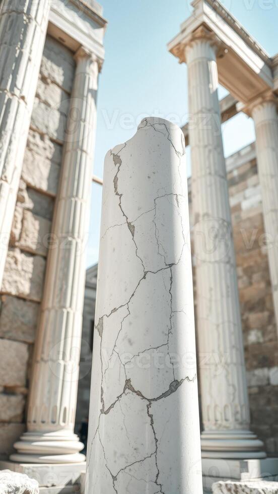 Cracked Marble Column in Ancient Ruins photo