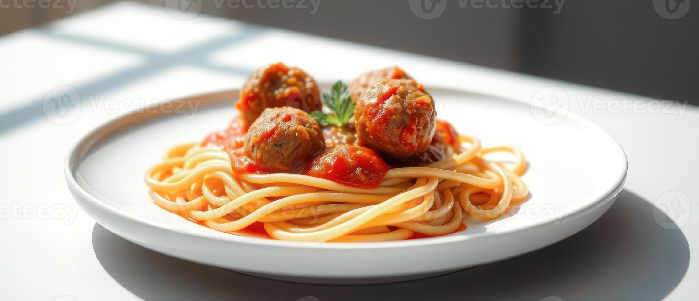 Spaghetti with Meatballs and Tomato Sauce photo